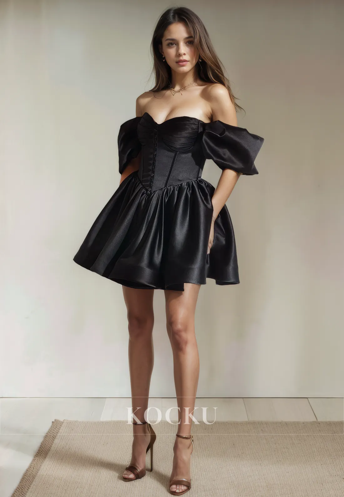 Sexy & Morden Off-Shoulder A-Line Satin Party Homecoming Dress