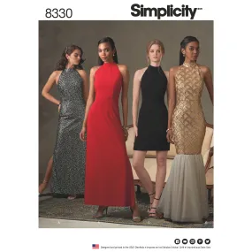 Simplicity Pattern 8330 Misses' Dress with Skirt and Back Variations