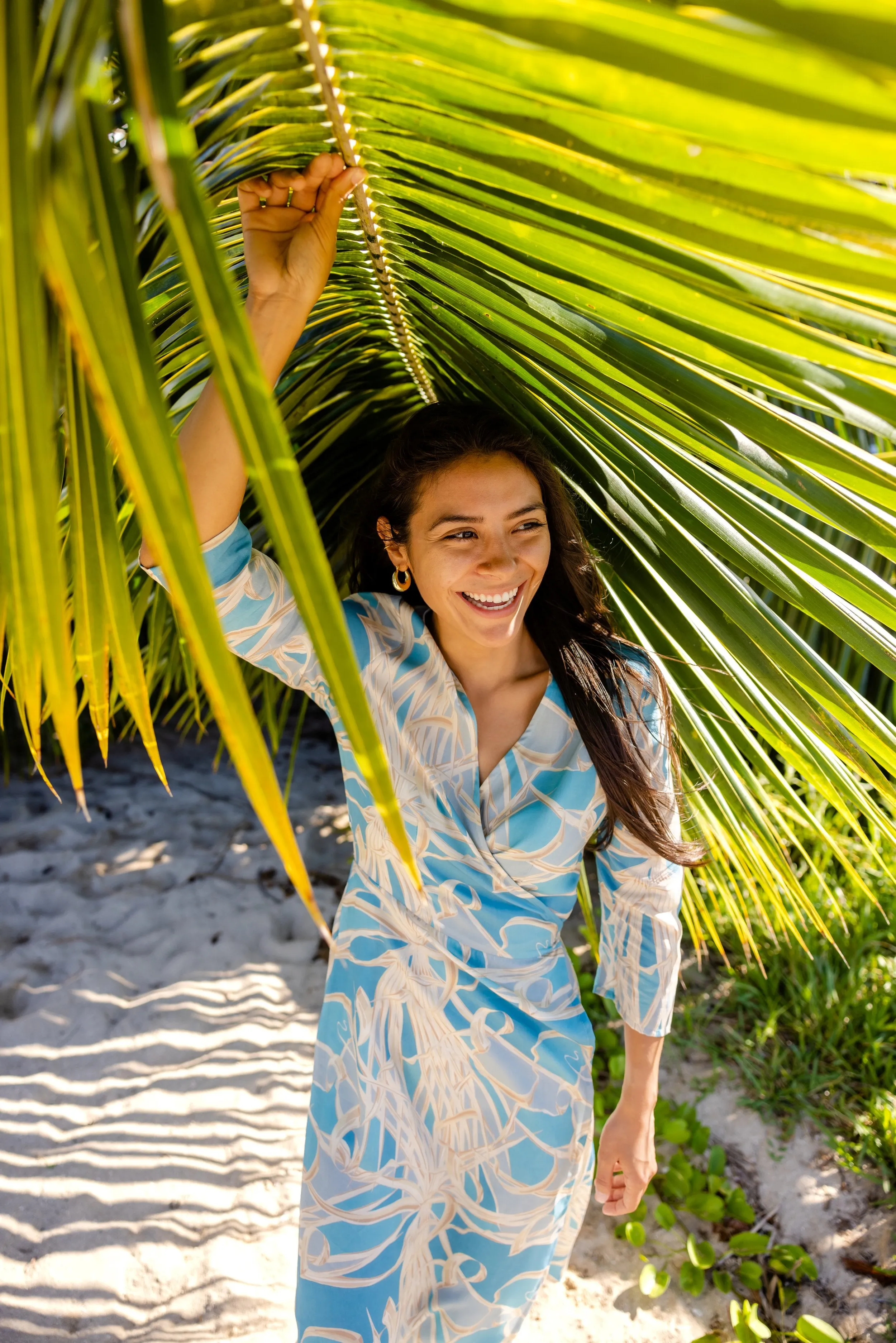 SKY BLUE LAU HALA Midi Wrap Dress