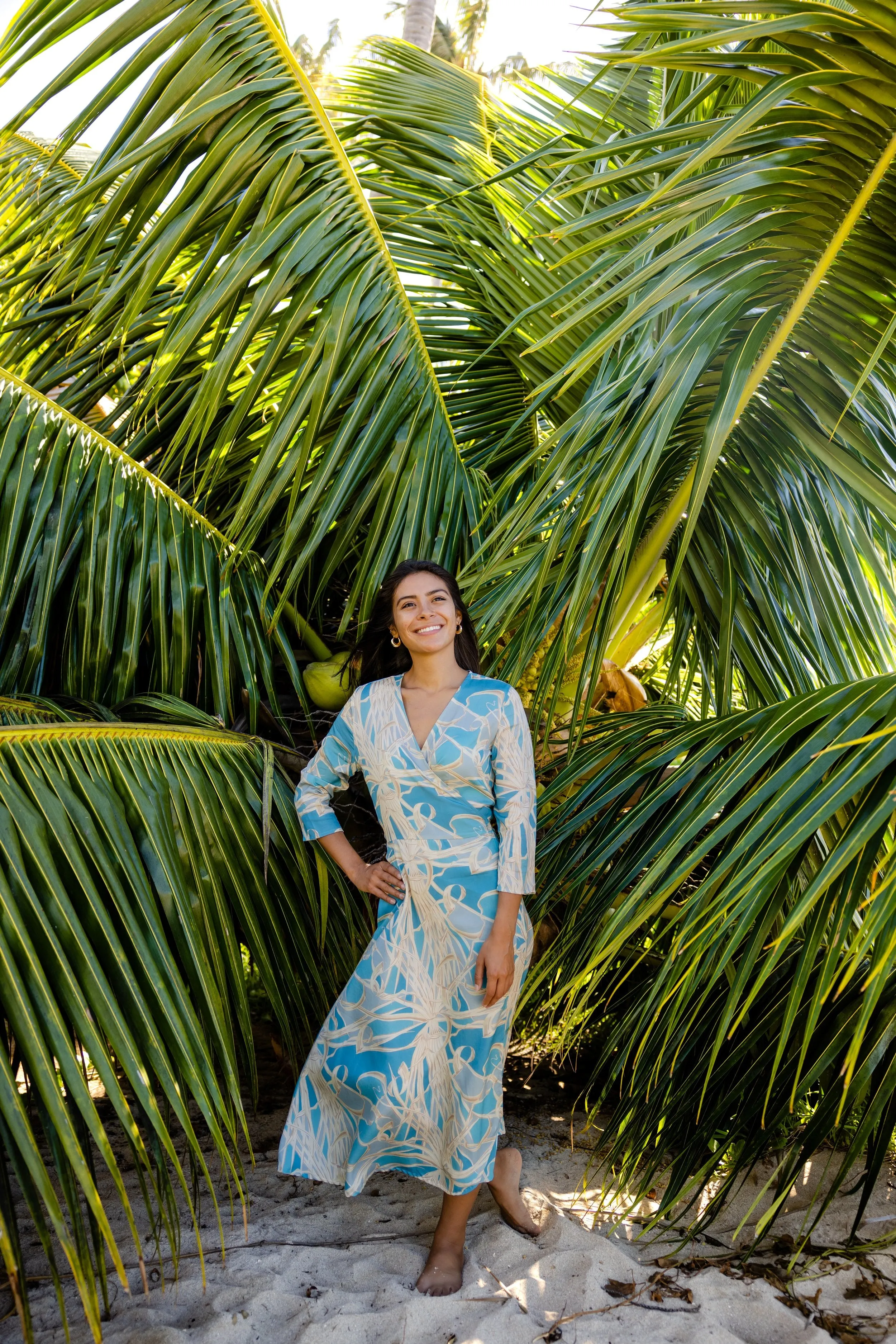 SKY BLUE LAU HALA Midi Wrap Dress