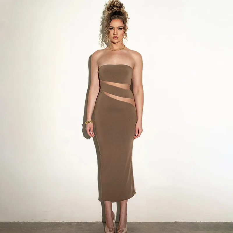 Sleek Bodycon Dress with Mesh Inserts