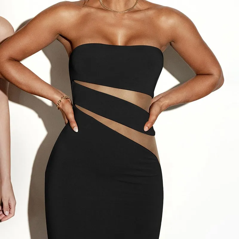 Sleek Bodycon Dress with Mesh Inserts