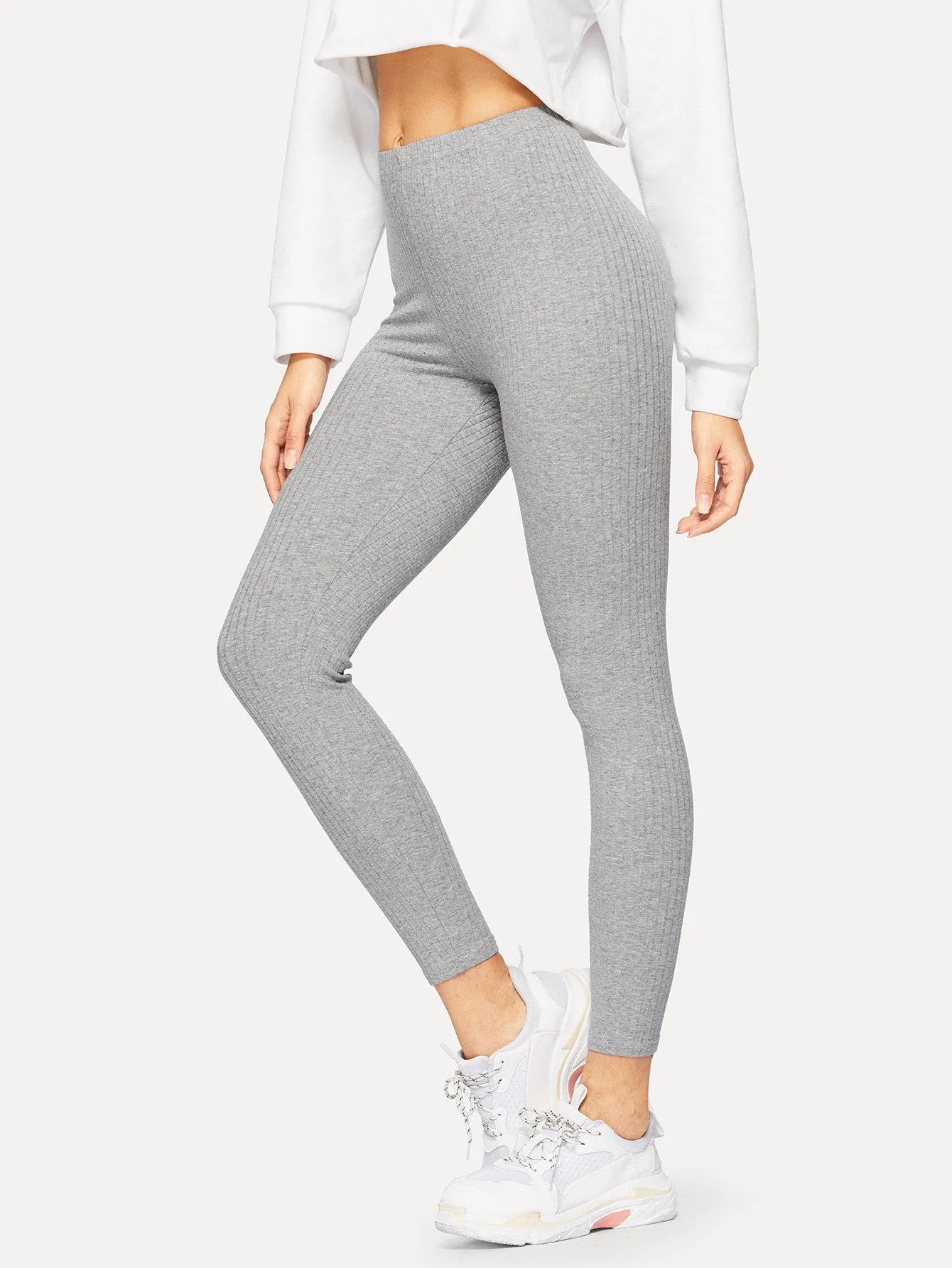 Solid High-Rise Ankle-Cut Leggings