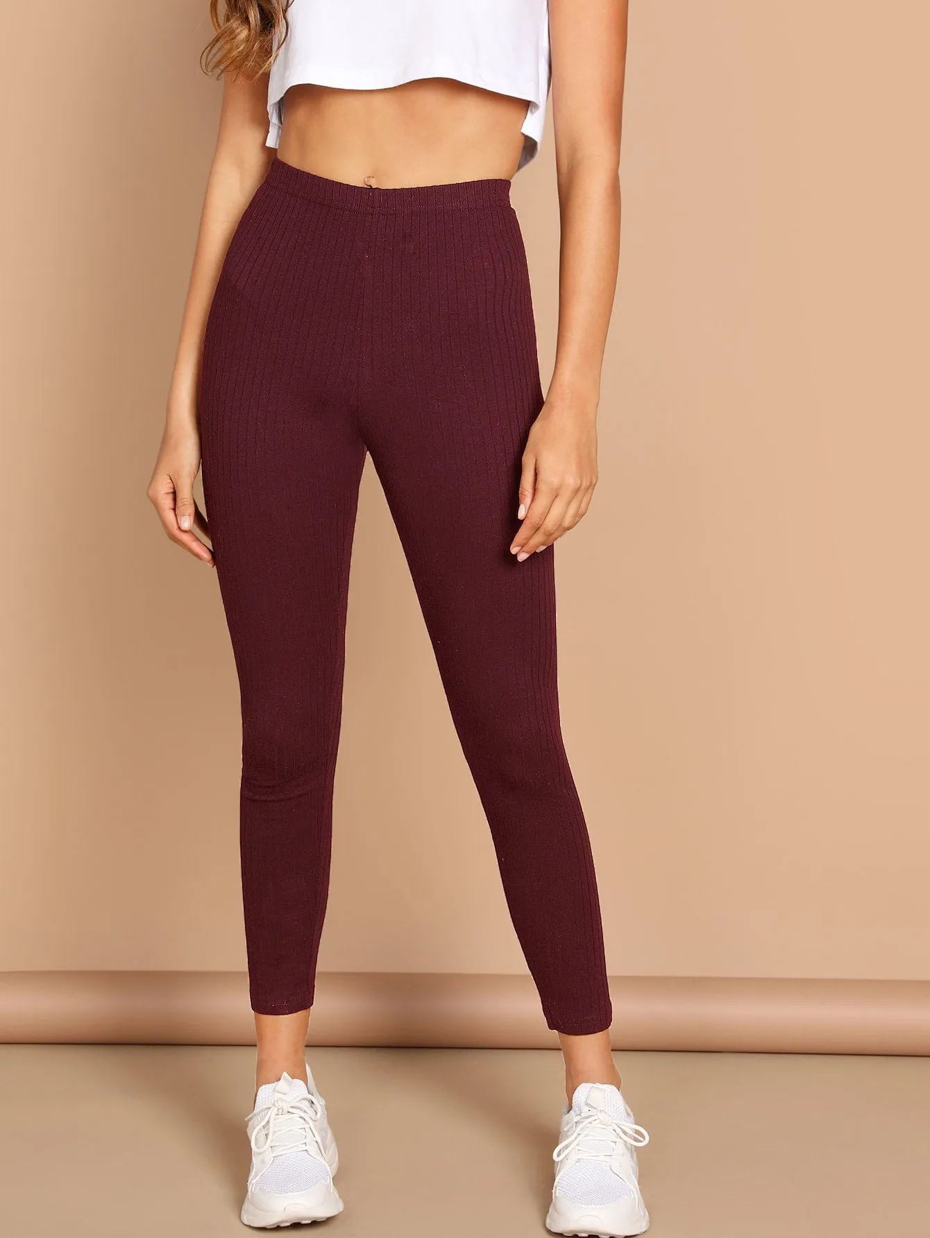 Solid High-Rise Ankle-Cut Leggings