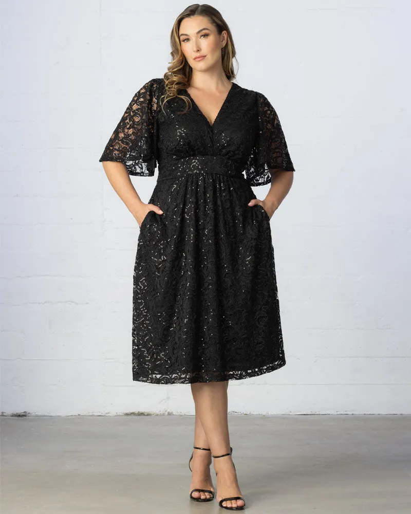 Starry Sequined Lace Cocktail Dress