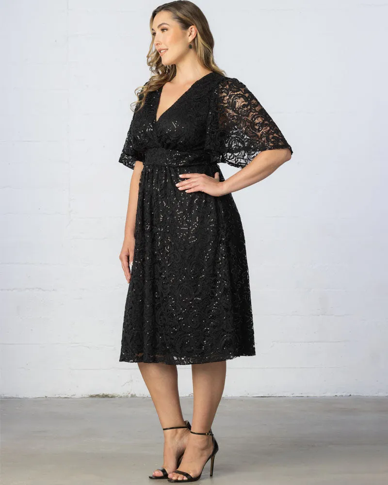 Starry Sequined Lace Cocktail Dress