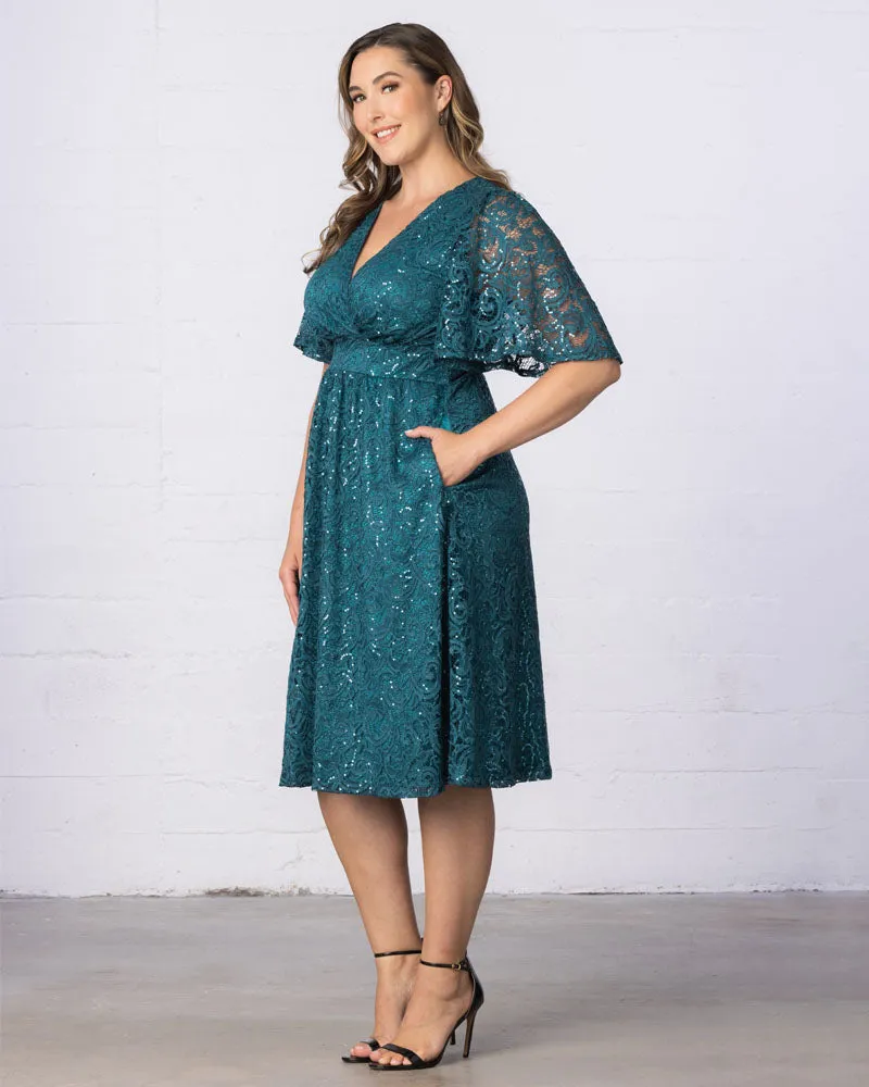 Starry Sequined Lace Cocktail Dress