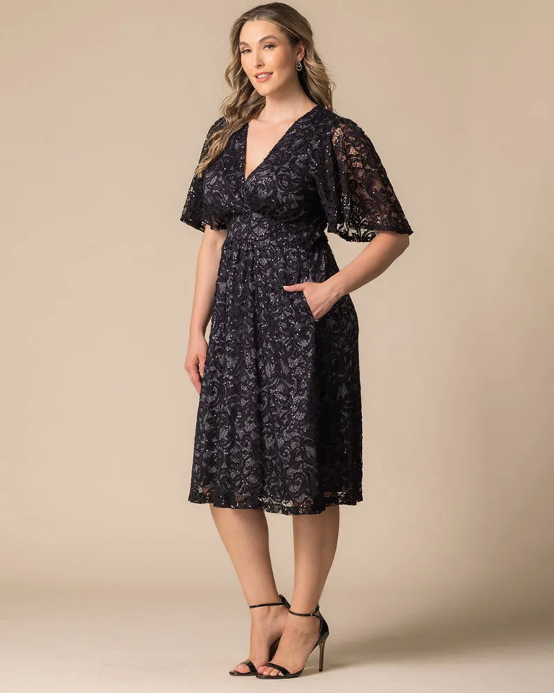 Starry Sequined Lace Cocktail Dress