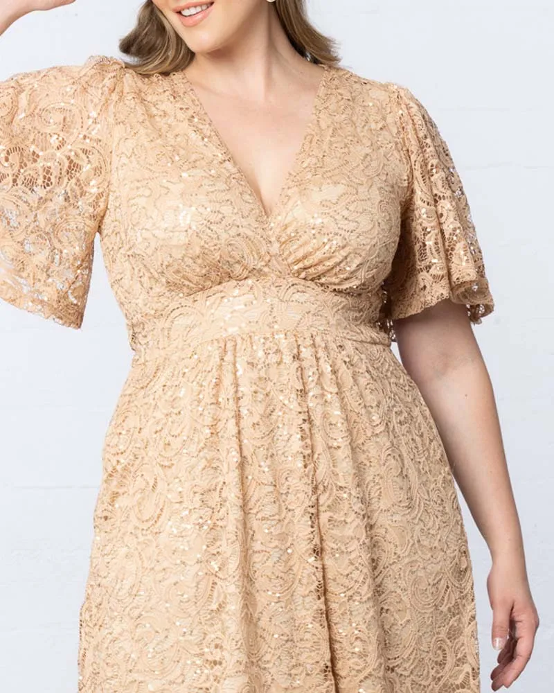 Starry Sequined Lace Cocktail Dress