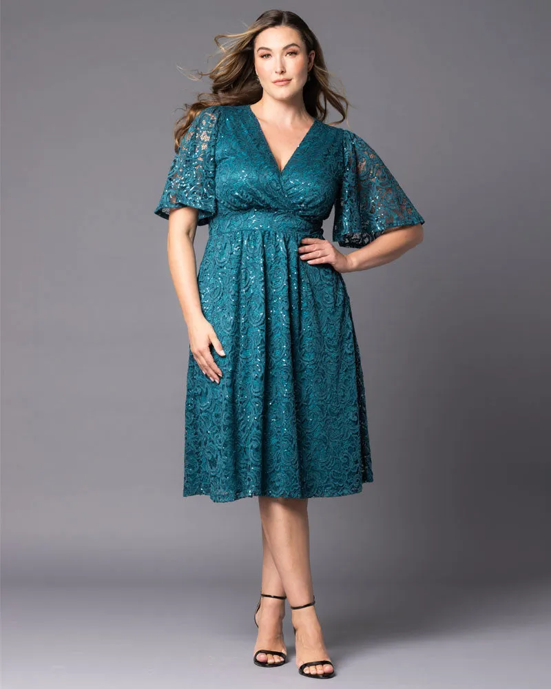 Starry Sequined Lace Cocktail Dress