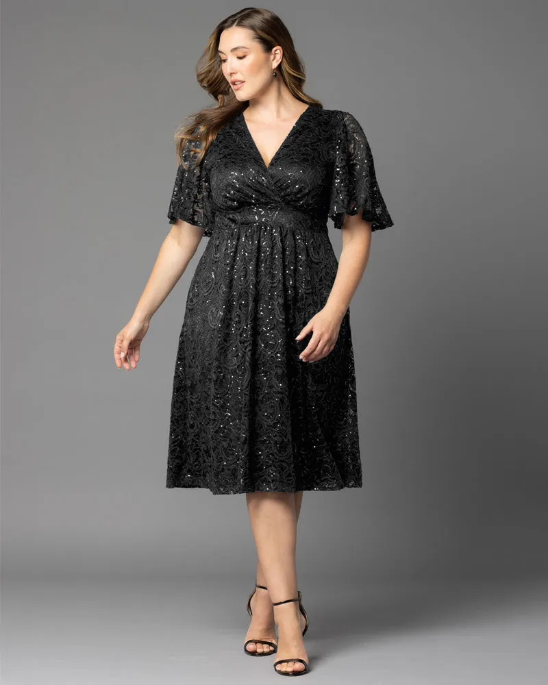 Starry Sequined Lace Cocktail Dress