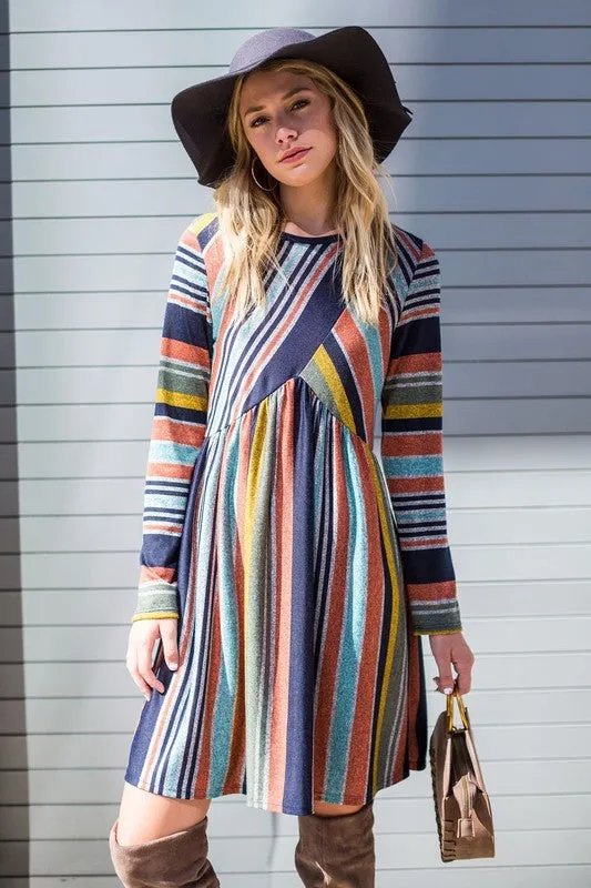 TEEK - Multi Color Cross Stripe Dress