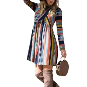 TEEK - Multi Color Cross Stripe Dress