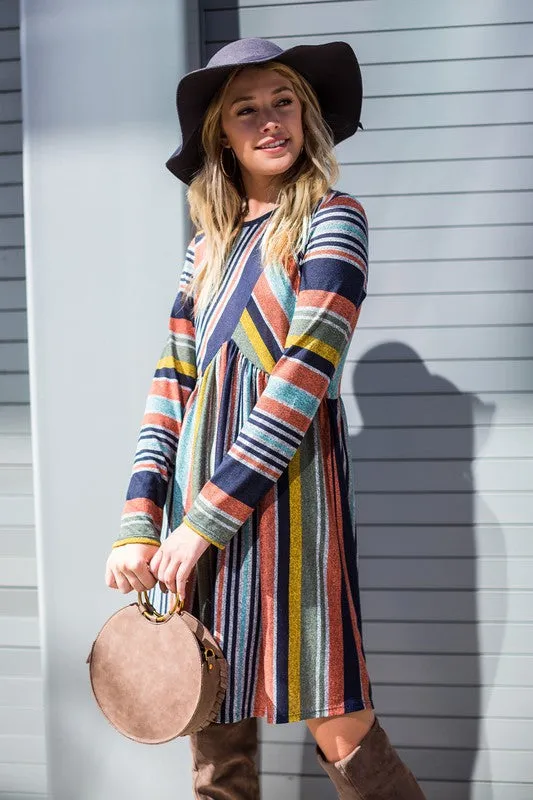 TEEK - Multi Color Cross Stripe Dress