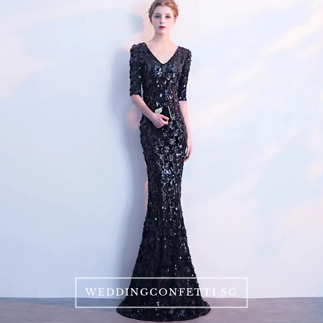 The Jhovana Rose Gold/Silver/Black Long Sleeves Gown