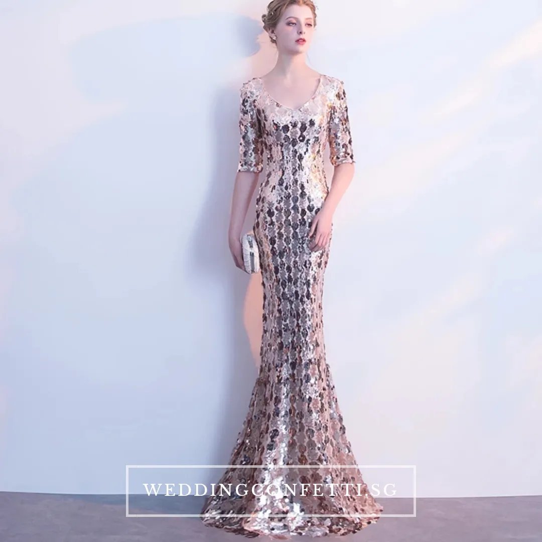 The Jhovana Rose Gold/Silver/Black Long Sleeves Gown