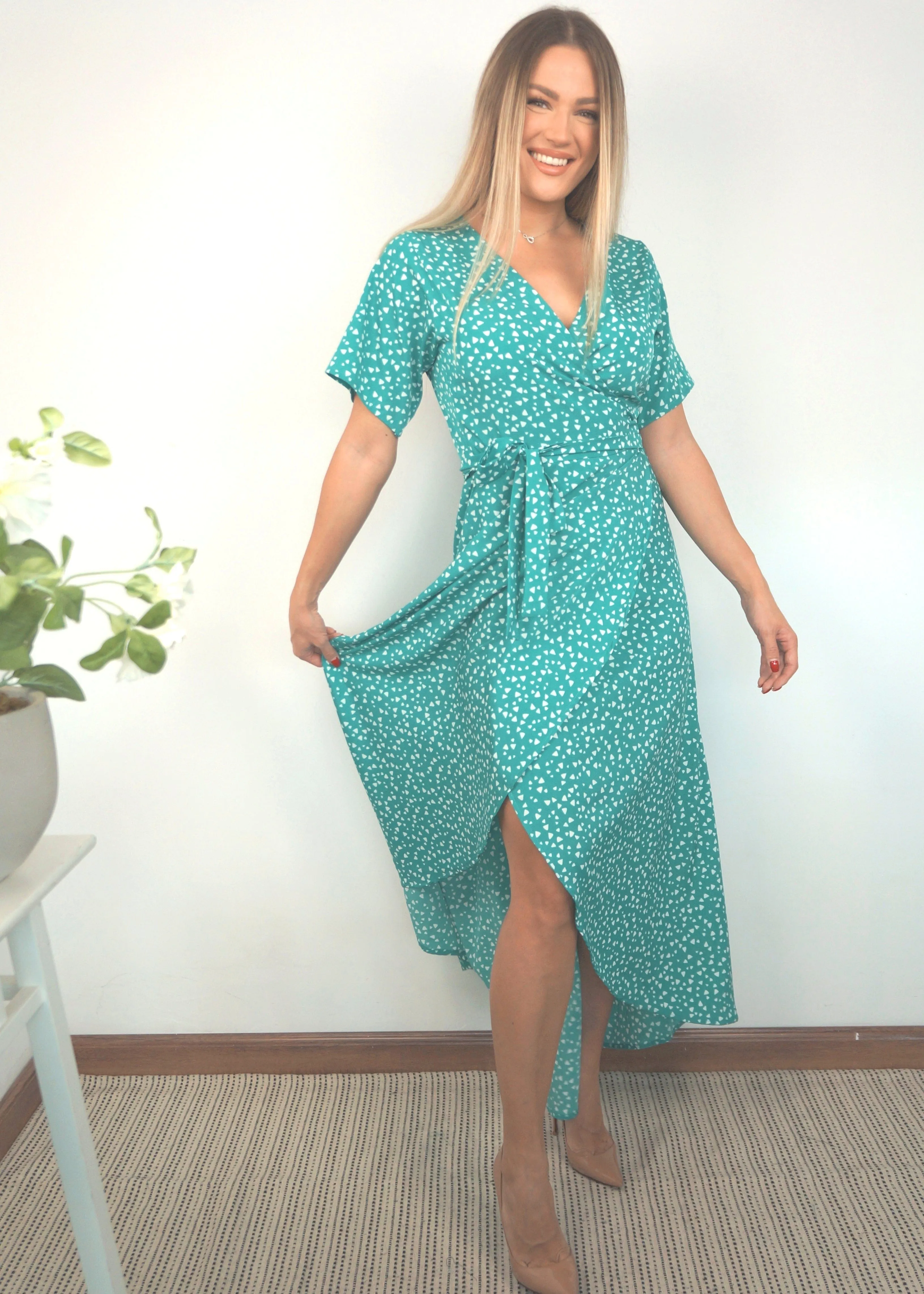 The Maxi Wrap Dress - Emerald Mountains