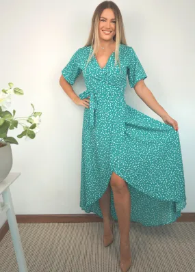 The Maxi Wrap Dress - Emerald Mountains