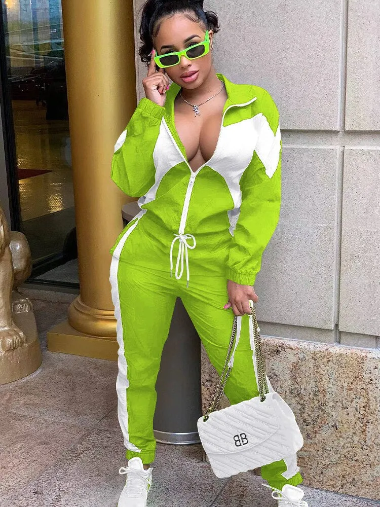 Two Piece Workout Tracksuit Zipper  UP JACKET AND TRACK PANTS