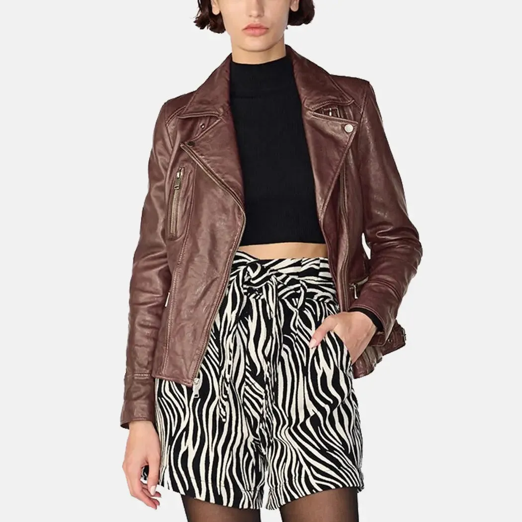 Vanessa Leather Moto Jacket Women