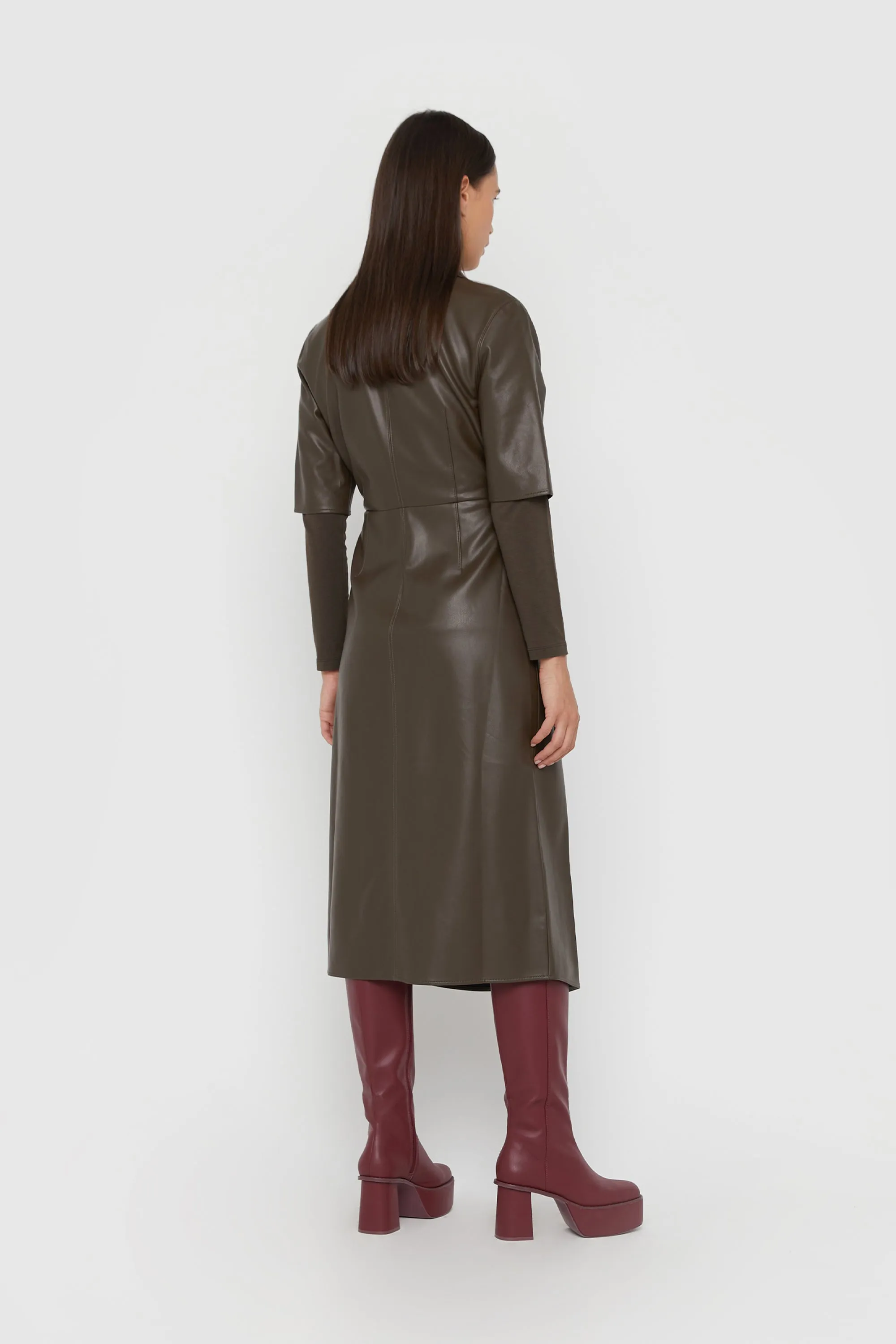 VEGAN LEATHER WRAP DRESS