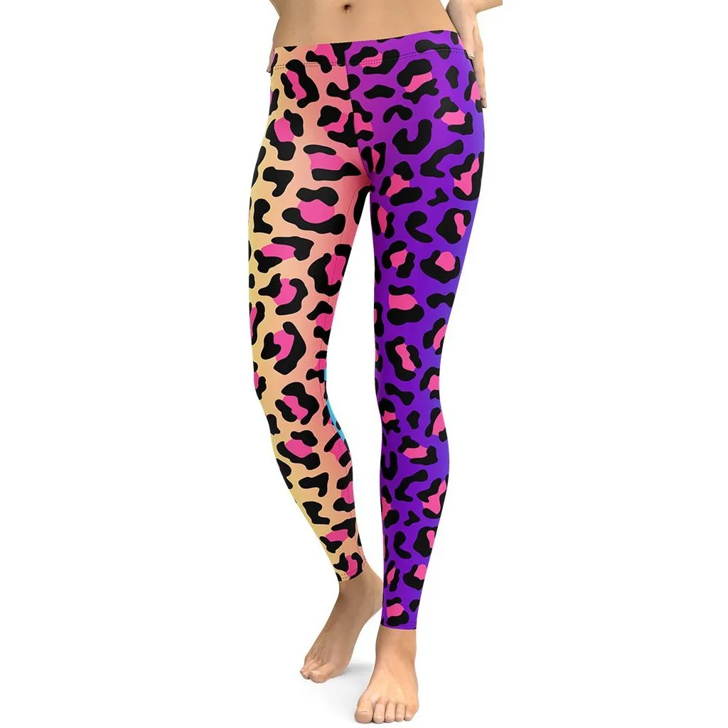 Vibrant Leopard Print Leggings