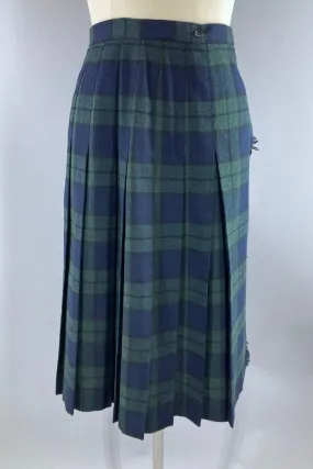 Vintage Black Watch Tartan Wool Kilt Skirt