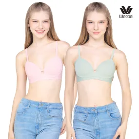 Wacoal Go Girls Smart Size Sexy Look บราไร้โครงวาโก้  แพ็ค 2 ชิ้น  รุ่น WB3Y37/WB3237 สีชมพูอมส้ม/เขียว (GO)