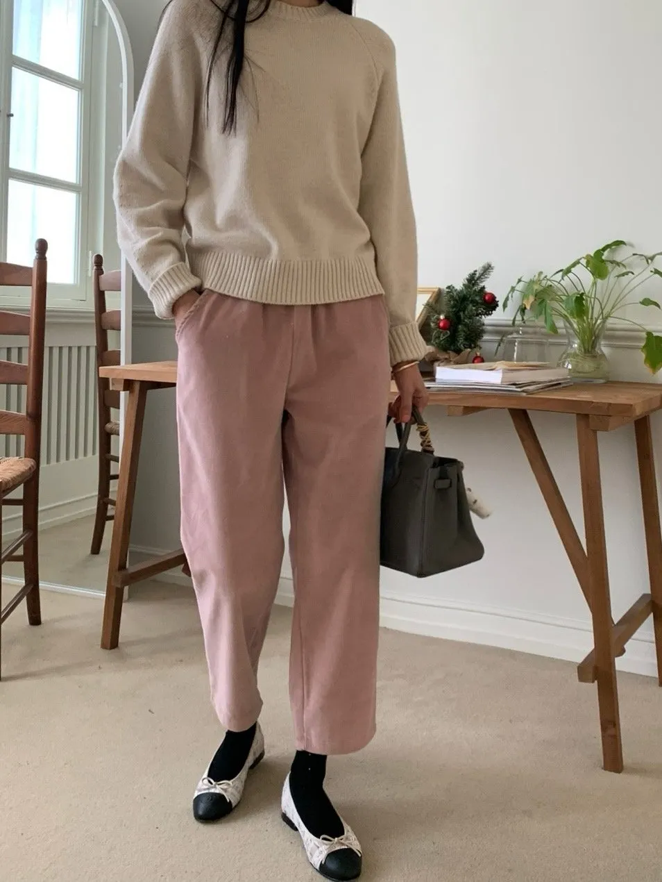 Warm Banded Corduroy Pants