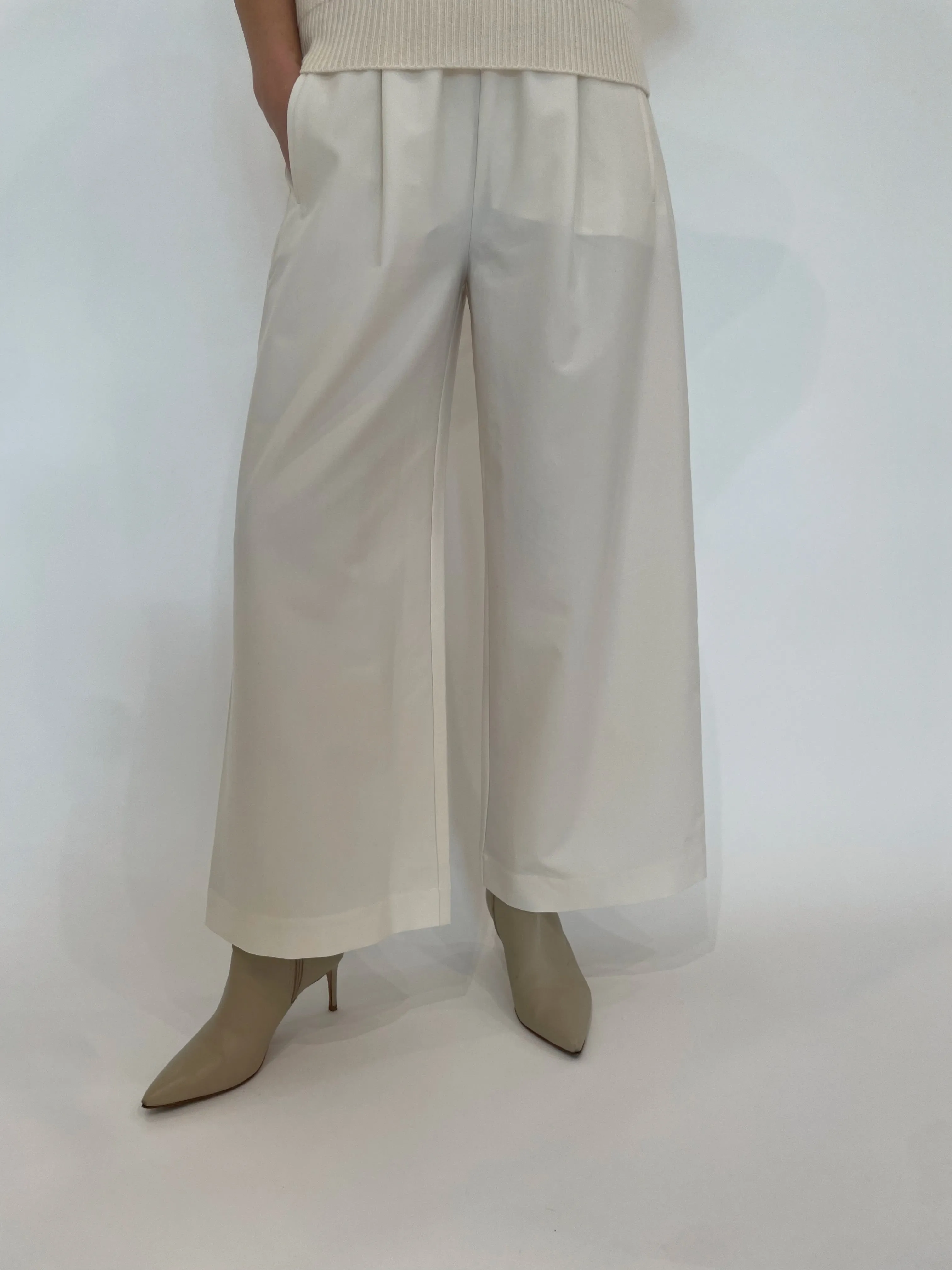 Wide Leg Pull-On Pants - Winter White