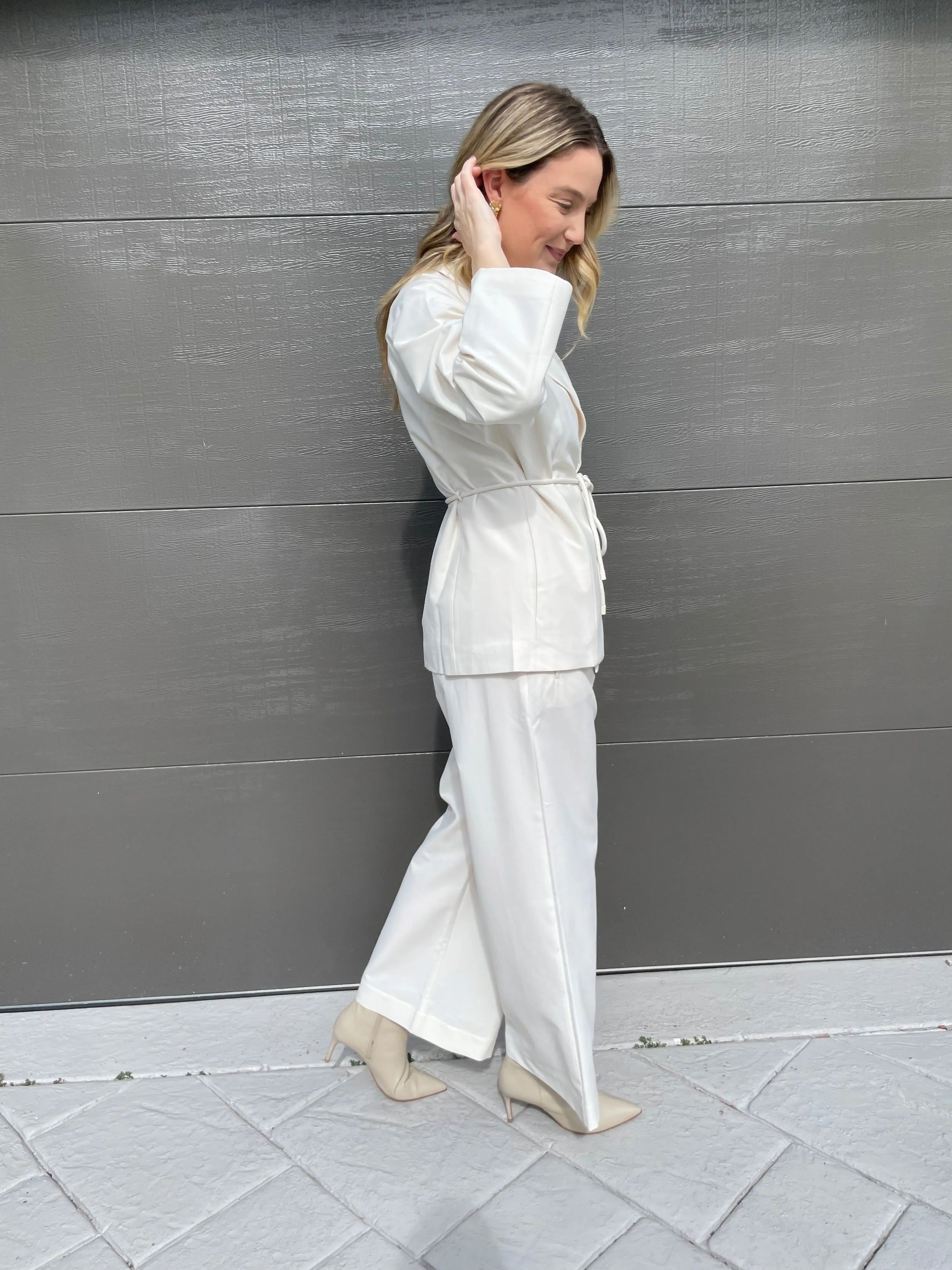 Wide Leg Pull-On Pants - Winter White