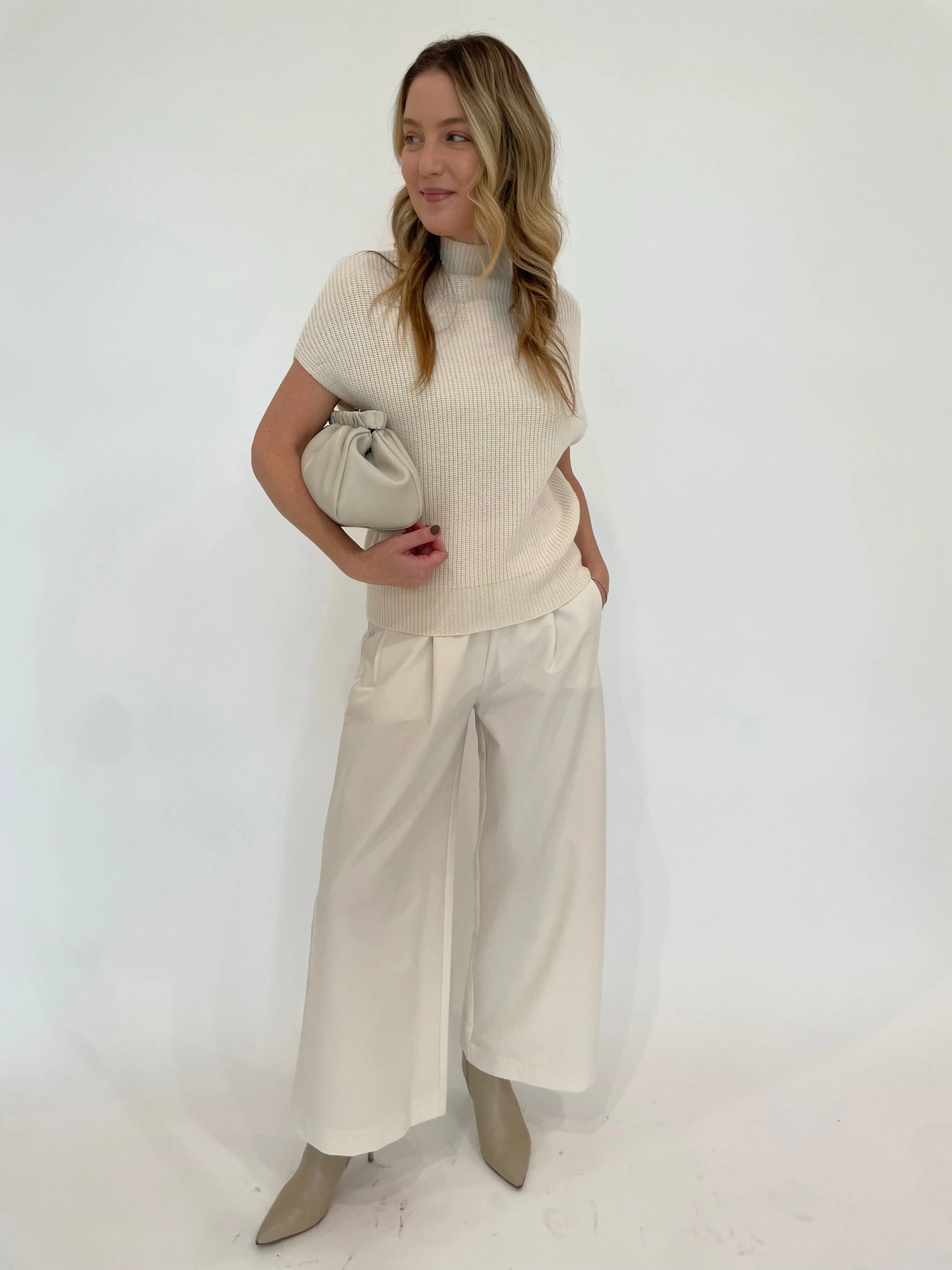 Wide Leg Pull-On Pants - Winter White