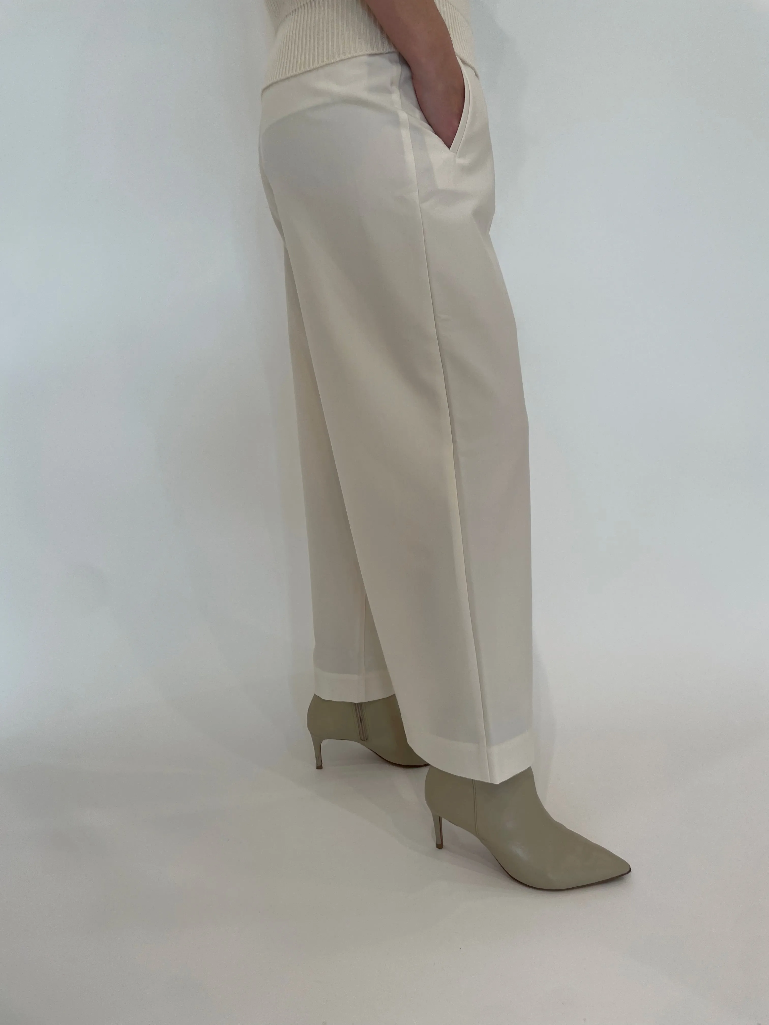 Wide Leg Pull-On Pants - Winter White