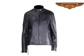 Women Naked Cowhide Racer Vented Jacket