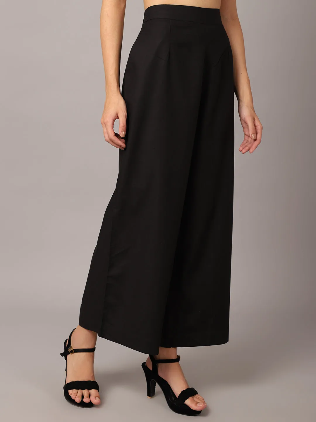 Women's   Black Flat Front High Rise Parallel Pants