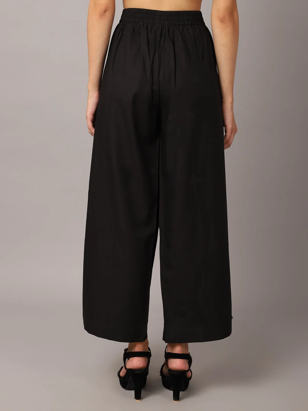 Women's   Black Flat Front High Rise Parallel Pants