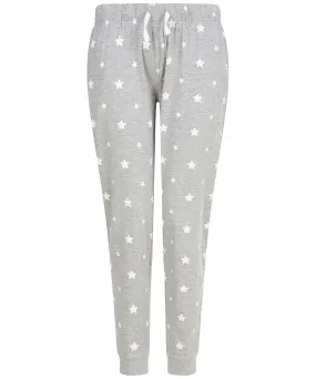 Womens cuffed lounge pants | Heather Grey/White Stars