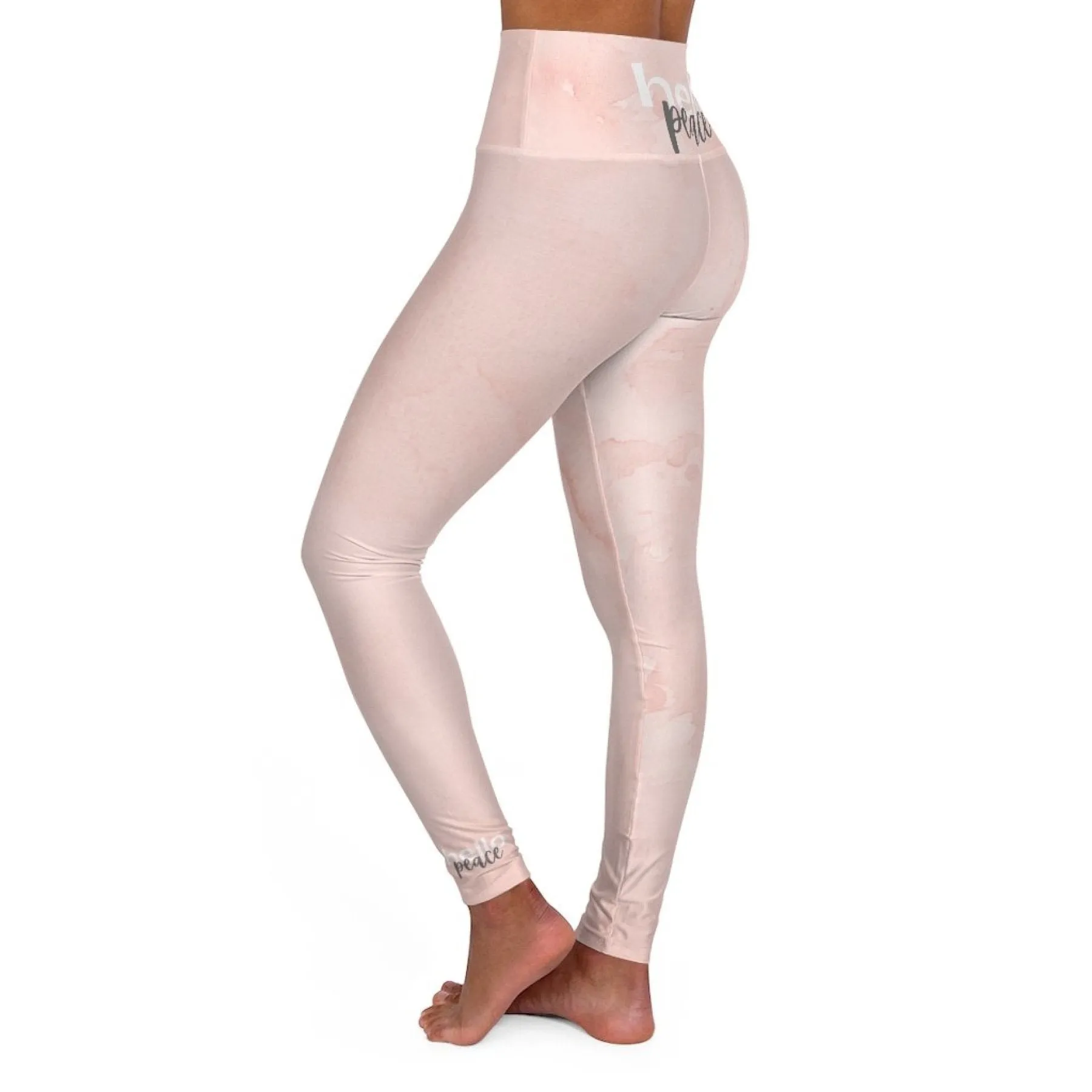 Womens High-waist Fitness Legging Yoga Pants - Pink Peach Marble