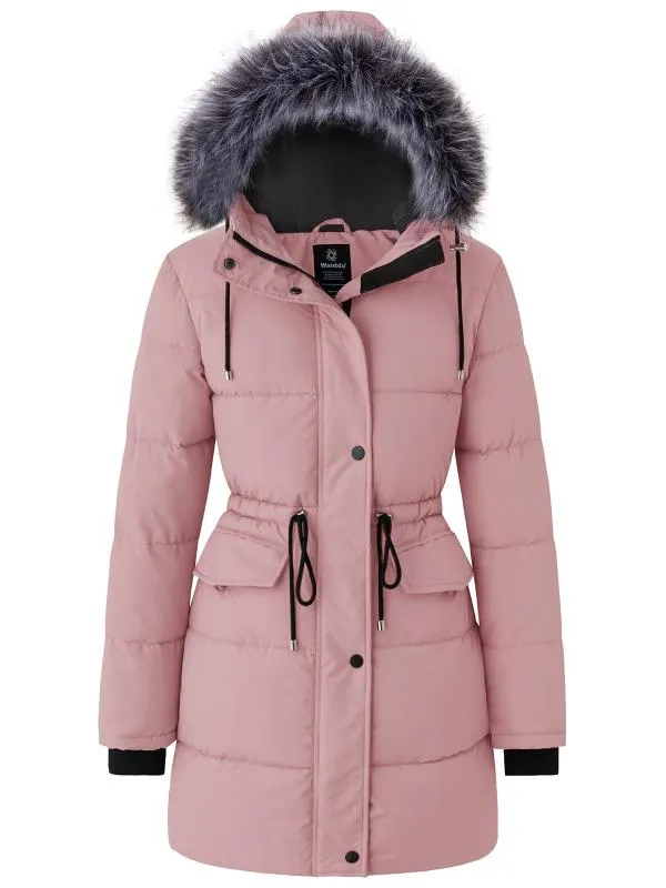 Women's Warm Puffer Jackets Long Winter Parka Coats Recycled Fabric