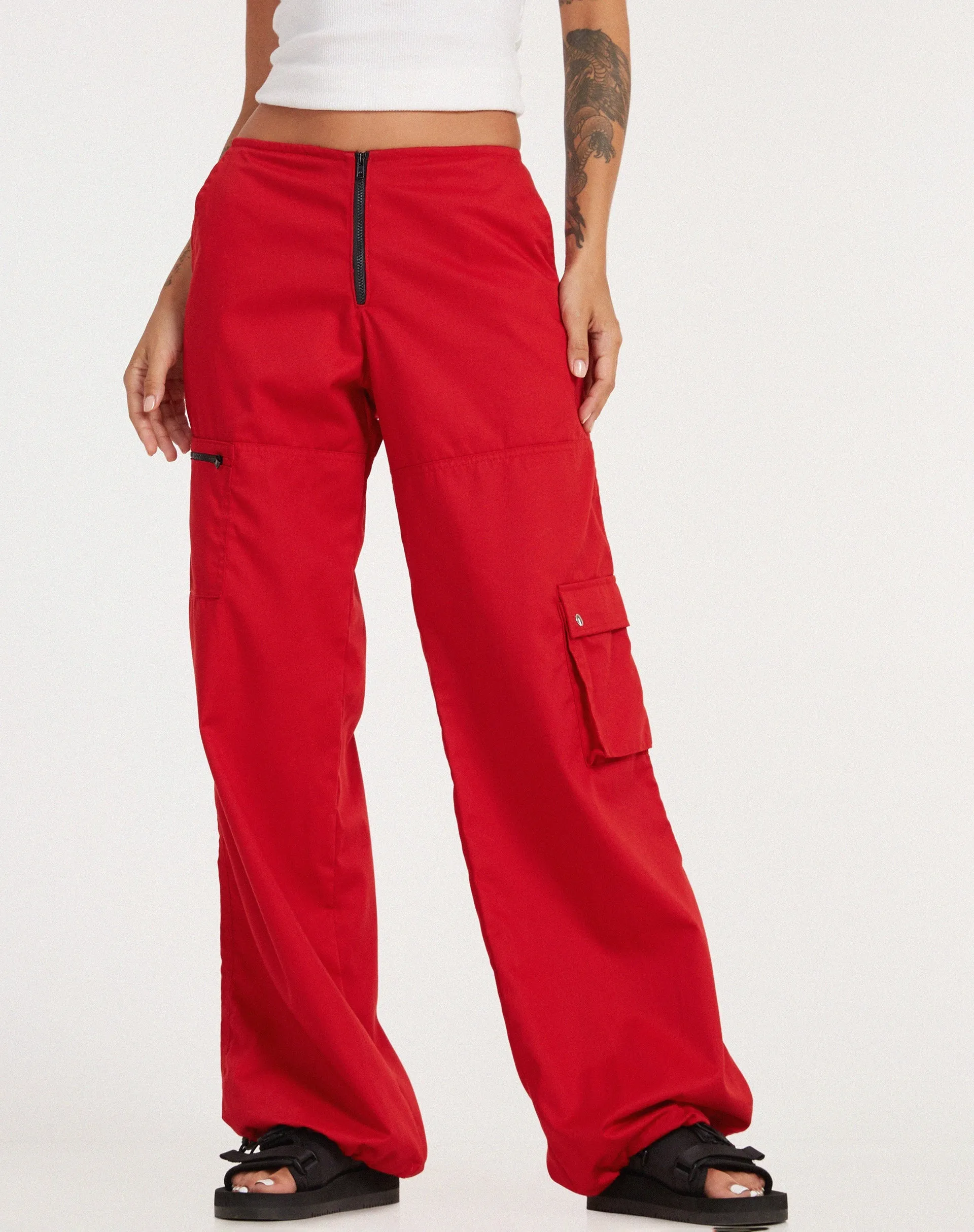 Xander Cargo Trouser in Cotton Drill True Red