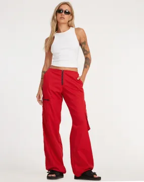 Xander Cargo Trouser in Cotton Drill True Red